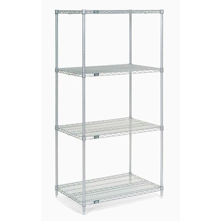 Nexel 5 Tier Chrome Wire Shelving Starter Unit, 24W x 21D x 74H 21247C5